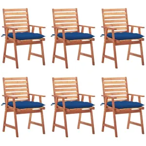 vidaXL Chaises à dîner d'extérieur 6 pcs avec coussins Acacia massif pas cher