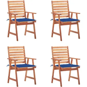 vidaXL Chaises à dîner d'extérieur 4 pcs avec coussins Acacia massif pas cher