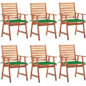 Comparateur de prix : vidaXL Chaises à dîner d'extérieur 6 pcs avec coussins Acacia massif