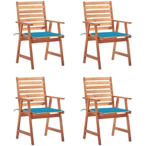 vidaXL Chaises à dîner d'extérieur 4 pcs avec coussins Acacia massif pas cher