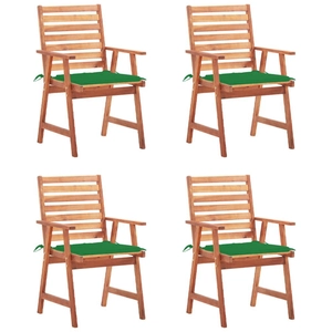 vidaXL Chaises à dîner d'extérieur 4 pcs avec coussins Acacia massif pas cher