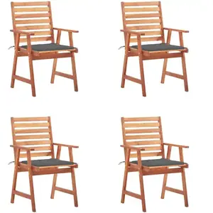 vidaXL Chaises à dîner d'extérieur 4 pcs avec coussins Acacia massif pas cher