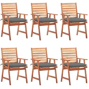 vidaXL Chaises à dîner d'extérieur 6 pcs avec coussins Acacia massif pas cher