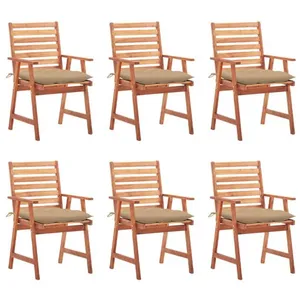 vidaXL Chaises à dîner d'extérieur 6 pcs avec coussins Acacia massif pas cher
