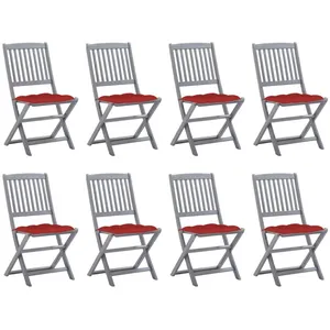 vidaXL Chaises pliables d'extérieur 8 pcs avec coussins Bois d'acacia pas cher