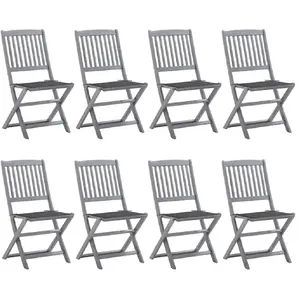 vidaXL Chaises pliables d'extérieur 8 pcs avec coussins Bois d'acacia pas cher