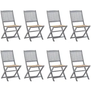 vidaXL Chaises pliables d'extérieur 8 pcs avec coussins Bois d'acacia pas cher