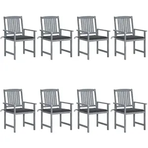 Comparateur de prix : vidaXL Chaises de jardin avec coussins 8 pcs Bois d'acacia solide Gris