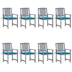 Comparateur de prix : vidaXL Chaises de jardin avec coussins 8 pcs Bois d'acacia solide Gris