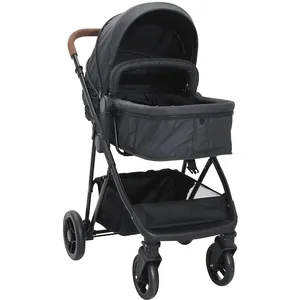 vidaXL Poussette pour bébé 2-en-1 Anthracite et noir Acier
