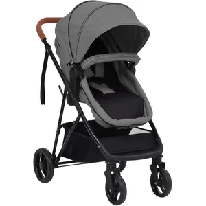 vidaXL Poussette pour bébé 2-en-1 Gris clair et noir Acier