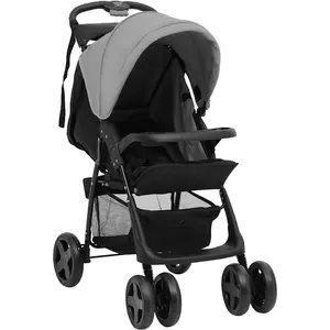 vidaXL Poussette pour bébé 2-en-1 Gris clair et noir Acier