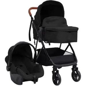 vidaXL Poussette pour bébé 3-en-1 Anthracite et noir Acier