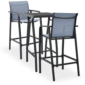vidaXL Ensemble de bar de jardin 3 pcs Noir et gris pas cher