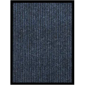vidaXL Paillasson rayé Bleu 60x80 cm pas cher