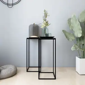 Comparateur de prix : vidaXL Tables d'appoint 2 pcs Noir Acier