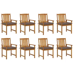 vidaXL Chaises de jardin avec coussins 8 pcs Bois d'acacia solide pas cher