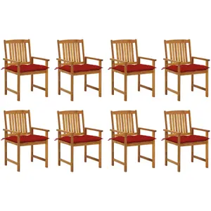 vidaXL Chaises de jardin avec coussins 8 pcs Bois d'acacia solide pas cher