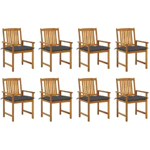 vidaXL Chaises de jardin avec coussins 8 pcs Bois d'acacia solide pas cher