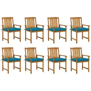 vidaXL Chaises de jardin avec coussins 8 pcs Bois d'acacia solide pas cher