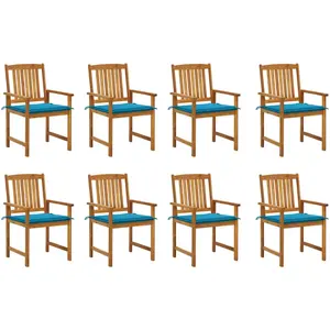 vidaXL Chaises de jardin avec coussins 8 pcs Bois d'acacia solide pas cher