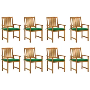 vidaXL Chaises de jardin avec coussins lot de 8 Bois d'acacia solide