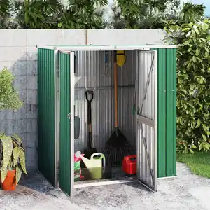 vidaXL Abri à outils de jardin vert 161x89x161 cm acier galvanisé pas cher