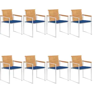 VIDAXL Chaises de jardin 8 pcs avec coussins Bois de teck massif