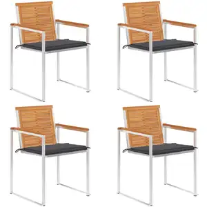 VIDAXL Chaises de jardin 4 pcs avec coussins Bois d'acacia massif pas cher