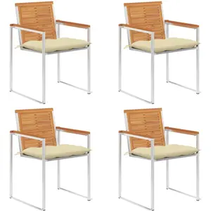 Comparateur de prix : vidaXL Chaises de jardin 4 pcs. avec coussins bois massif acacia