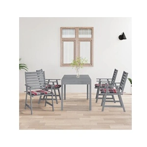 vidaXL Chaises à manger d'extérieur et coussins lot de 4 Acacia massif pas cher