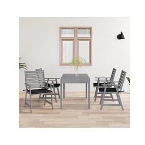 vidaXL Chaises à manger d'extérieur et coussins lot de 4 Acacia massif pas cher