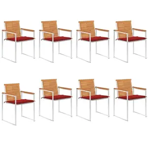 Comparateur de prix : Vidaxl - Chaises De Jardin Lot De 8 Avec Coussins Bois D'Acacia Solide