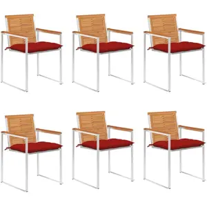 vidaXL Chaises de jardin lot de 6 avec coussins Bois d'acacia solide pas cher