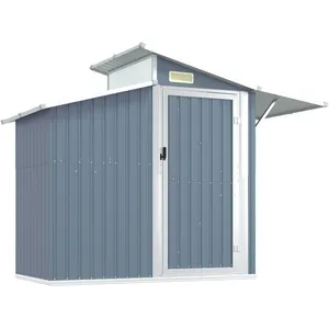 vidaXL Abri de jardin Gris 270x130x208,5 cm Acier galvanisé pas cher