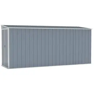 vidaXL Abri de jardin mural Gris 118 x 382 x 178 cm Acier galvanisé pas cher
