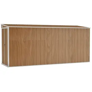 vidaXL Abri de jardin mural Marron 118x382x178 cm Acier galvanisé pas cher