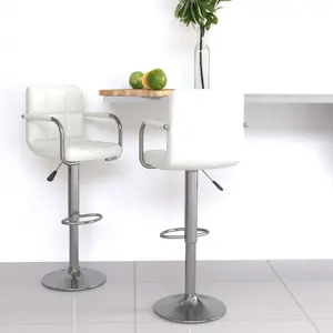 Comparateur de prix : vidaXL Tabourets de bar lot de 2 blanc similicuir