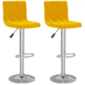vidaXL Tabourets de bar lot de 2 jaune moutarde velours pas cher