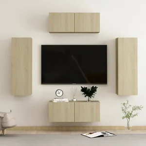 Comparateur de prix : vidaXL Vidaxl Ensemble De Meubles Tv 4 Pcs Chêne Sonoma Bois D'ingénierie