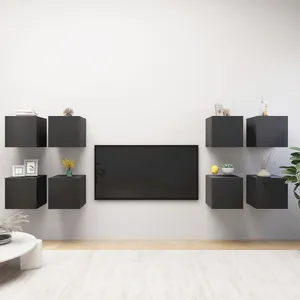 vidaXL Meubles TV muraux 8 pcs Gris 30,5x30x30 cm pas cher