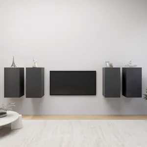 vidaXL Meubles TV 4 pcs Gris 30,5x30x60 cm Aggloméré pas cher