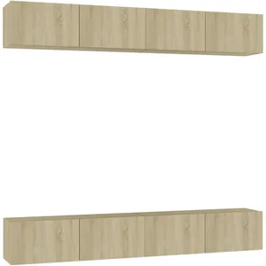 vidaXL Meubles TV 4 pcs Chêne sonoma 100x30x30 cm Aggloméré pas cher