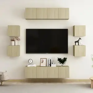 Comparateur de prix : vidaXL Ensemble de meubles TV 8 pcs Chêne sonoma Aggloméré