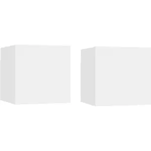 vidaXL Tables de chevet 2 pcs Blanc 30,5x30x30 cm Aggloméré pas cher