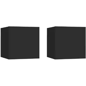 vidaXL Tables de chevet 2 pcs Noir 30,5x30x30 cm Aggloméré pas cher