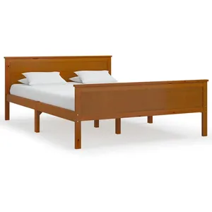 vidaXL Cadre de lit Marron miel Bois de pin massif 120x200 cm pas cher