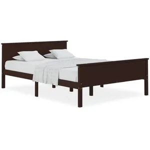 vidaXL Cadre de lit Marron foncé Bois de pin massif 160x200 cm pas cher