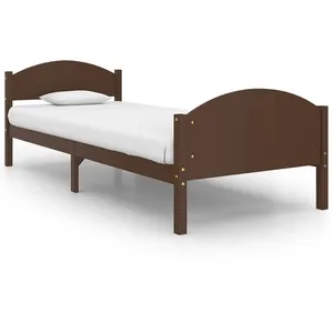 vidaXL Cadre de lit Marron foncé Bois de pin massif 100x200 cm pas cher