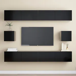 vidaXL Ensemble de meubles TV 6 pcs Noir Bois d'ingénierie 3078789